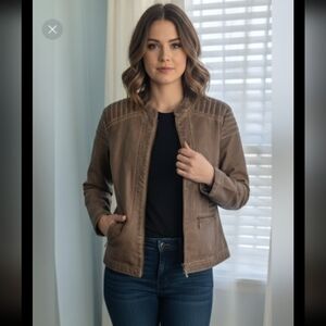 Max Edition Woman's Faux Leather Moto Biker Jacket Sz XL